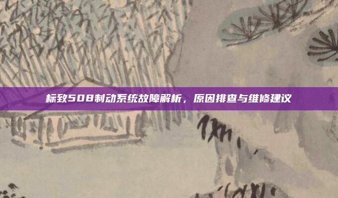 标致508制动系统故障解析，原因排查与维修建议