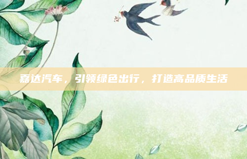 嘉达汽车，引领绿色出行，打造高品质生活