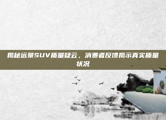 揭秘远景SUV质量疑云,消费者反馈揭示真实质量状况