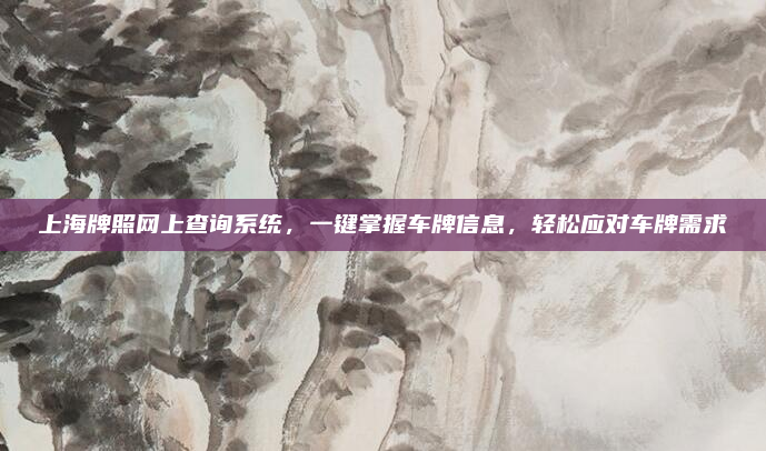 上海牌照网上查询系统，一键掌握车牌信息，轻松应对车牌需求