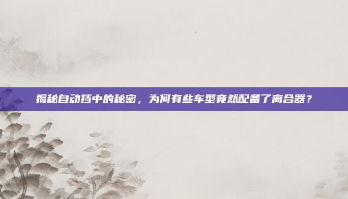 揭秘自动挡中的秘密，为何有些车型竟然配备了离合器？