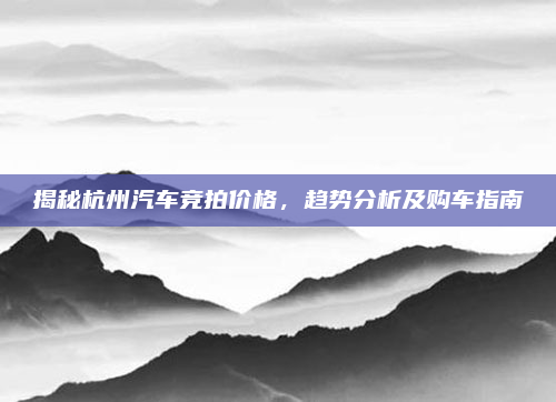 揭秘杭州汽车竞拍价格，趋势分析及购车指南