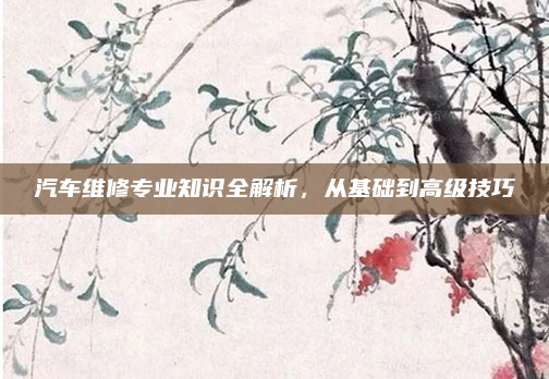 汽车维修专业知识全解析，从基础到高级技巧