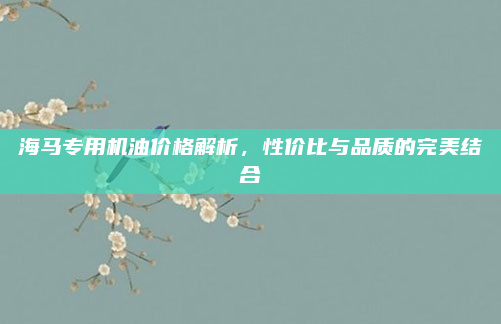 海马专用机油价格解析，性价比与品质的完美结合