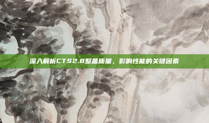 深入解析CTS2.8整备质量，影响性能的关键因素