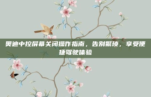 奥迪中控屏幕关闭操作指南，告别繁琐，享受便捷驾驶体验