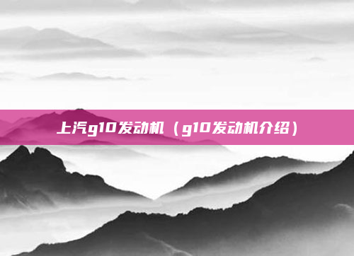 上汽g10发动机(g10发动机介绍)