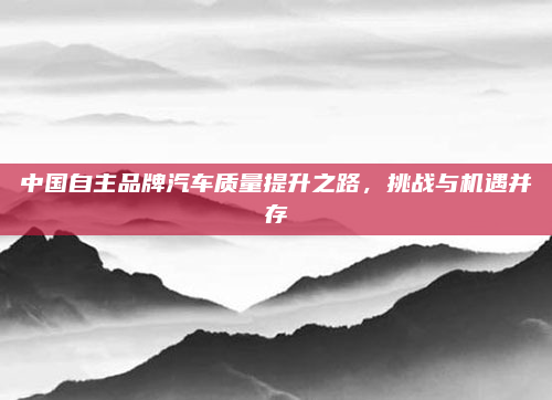 中国自主品牌汽车质量提升之路，挑战与机遇并存