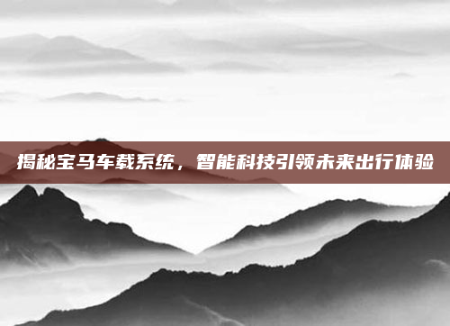 揭秘宝马车载系统，智能科技引领未来出行体验