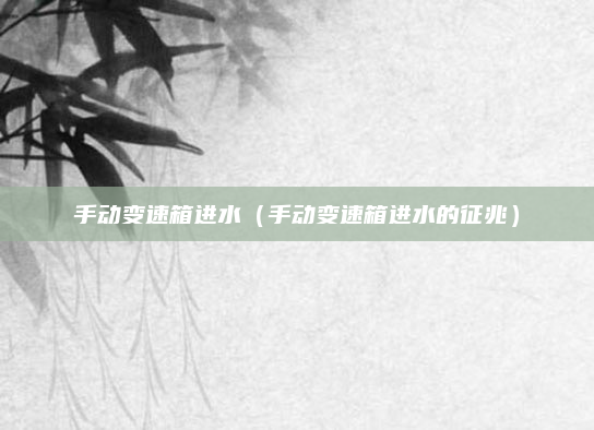 手动变速箱进水(手动变速箱进水的征兆)