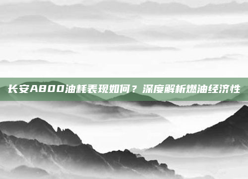长安A800油耗表现如何？深度解析燃油经济性