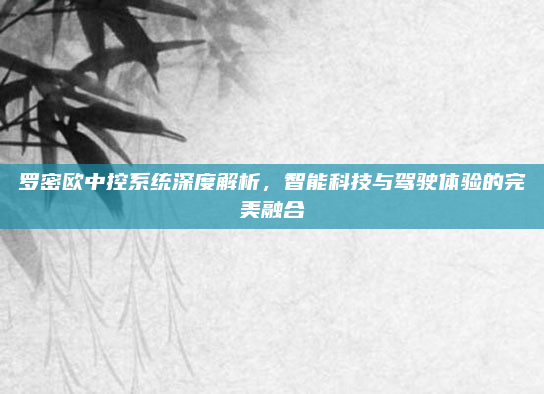 罗密欧中控系统深度解析，智能科技与驾驶体验的完美融合