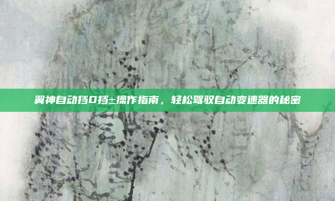 翼神自动挡D挡±操作指南，轻松驾驭自动变速器的秘密