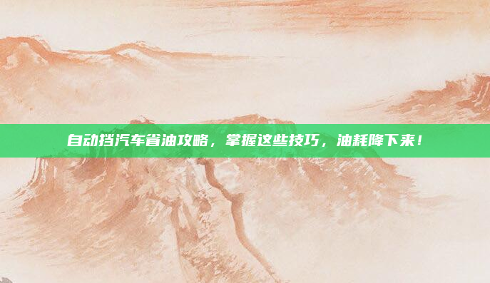 自动挡汽车省油攻略，掌握这些技巧，油耗降下来！