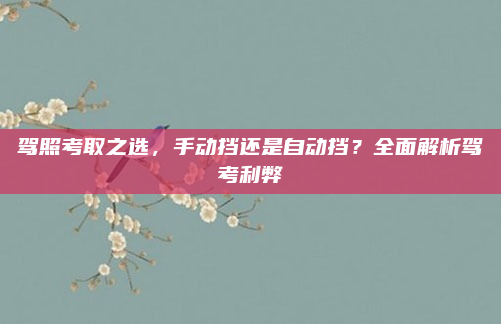 驾照考取之选,手动挡还是自动挡?全面解析驾考利弊