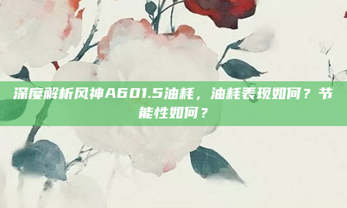 深度解析风神A601.5油耗,油耗表现如何?节能性如何?