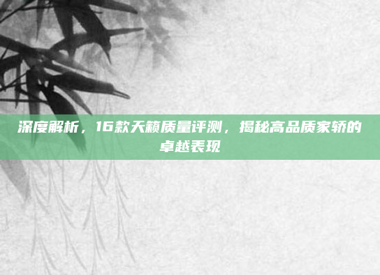 深度解析，16款天籁质量评测，揭秘高品质家轿的卓越表现