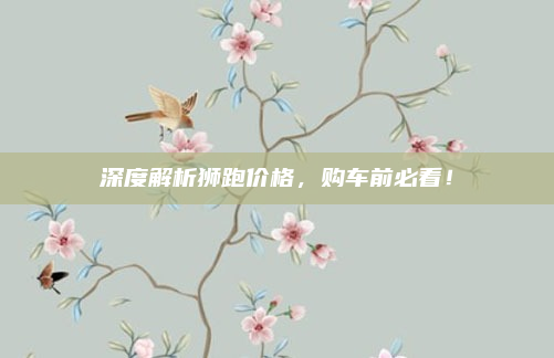 深度解析狮跑价格，购车前必看！