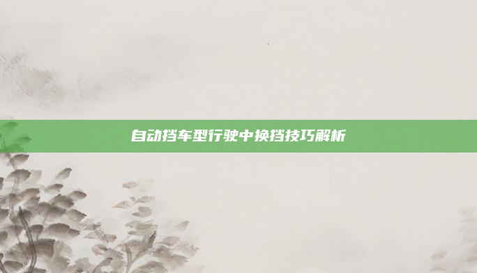 自动挡车型行驶中换挡技巧解析