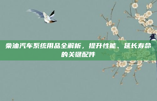 柴油汽车系统用品全解析，提升性能、延长寿命的关键配件