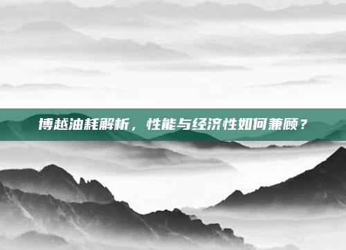 博越油耗解析，性能与经济性如何兼顾？