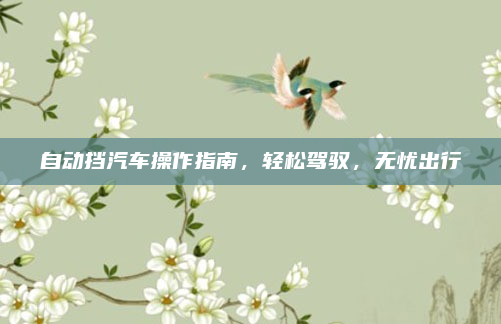 自动挡汽车操作指南，轻松驾驭，无忧出行