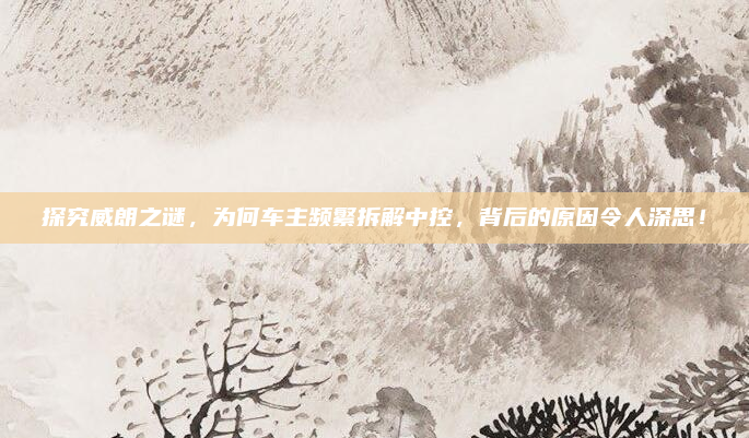 探究威朗之谜，为何车主频繁拆解中控，背后的原因令人深思！