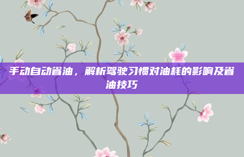 手动自动省油，解析驾驶习惯对油耗的影响及省油技巧