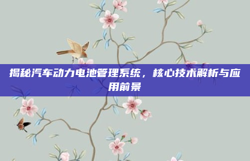 揭秘汽车动力电池管理系统，核心技术解析与应用前景