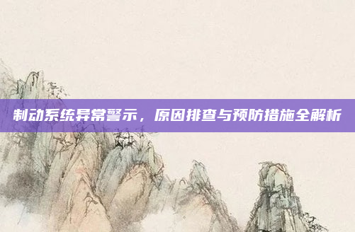 制动系统异常警示，原因排查与预防措施全解析