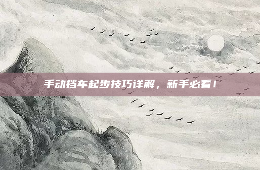 手动挡车起步技巧详解，新手必看！