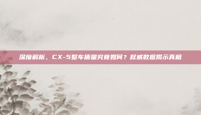 深度解析，CX-5整车质量究竟如何？权威数据揭示真相