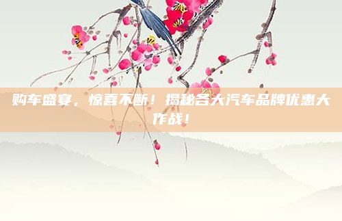 购车盛宴，惊喜不断！揭秘各大汽车品牌优惠大作战！