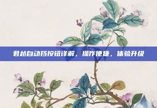 君越自动挡按钮详解，操作便捷，体验升级