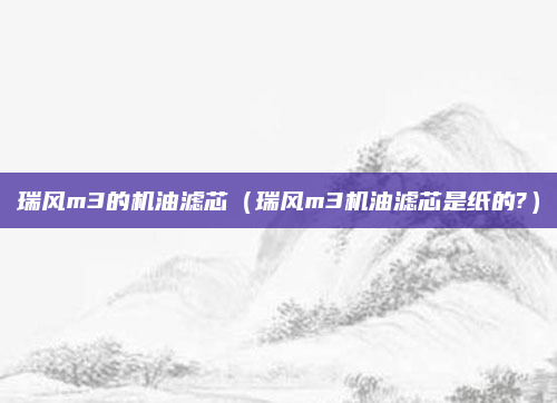 瑞风m3的机油滤芯(瑞风m3机油滤芯是纸的?)