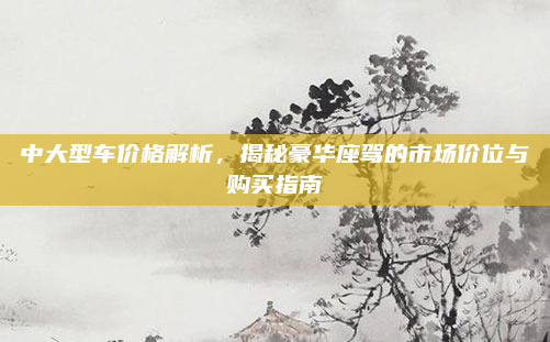 中大型车价格解析，揭秘豪华座驾的市场价位与购买指南