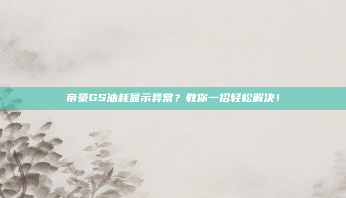 帝豪GS油耗显示异常？教你一招轻松解决！