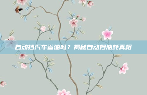 自动挡汽车省油吗？揭秘自动挡油耗真相