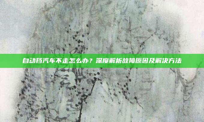 自动挡汽车不走怎么办？深度解析故障原因及解决方法