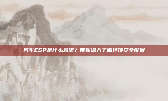 汽车ESP是什么意思？带你深入了解这项安全配置