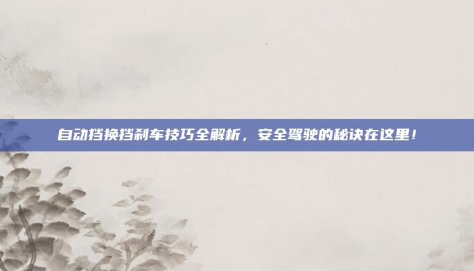 自动挡换挡刹车技巧全解析,安全驾驶的秘诀在这里!