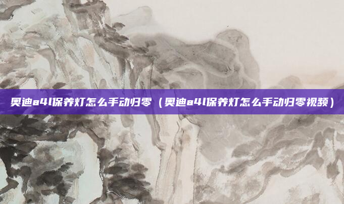 奥迪a4l保养灯怎么手动归零(奥迪a4l保养灯怎么手动归零视频)