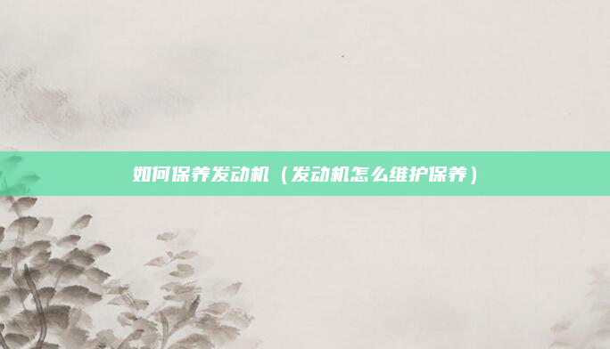 如何保养发动机（发动机怎么维护保养）