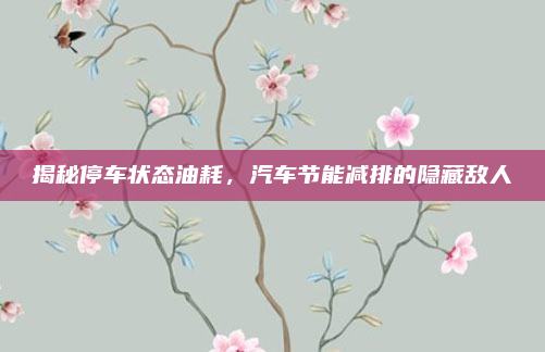 揭秘停车状态油耗,汽车节能减排的隐藏敌人