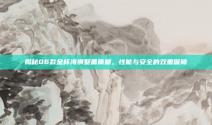 揭秘06款金杯海狮整备质量,性能与安全的双重保障