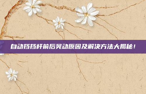 自动挡挡杆前后晃动原因及解决方法大揭秘!