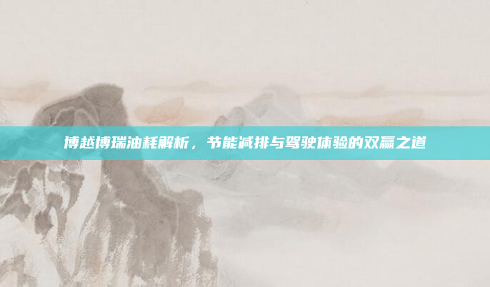博越博瑞油耗解析,节能减排与驾驶体验的双赢之道