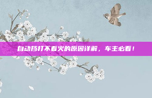 自动挡打不着火的原因详解，车主必看！