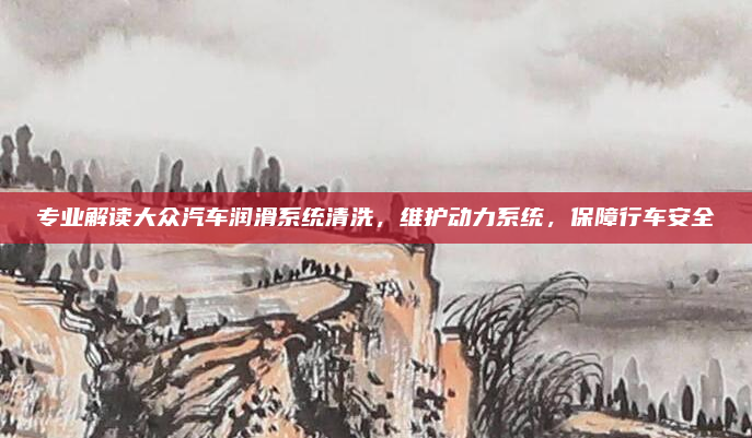 专业解读大众汽车润滑系统清洗，维护动力系统，保障行车安全