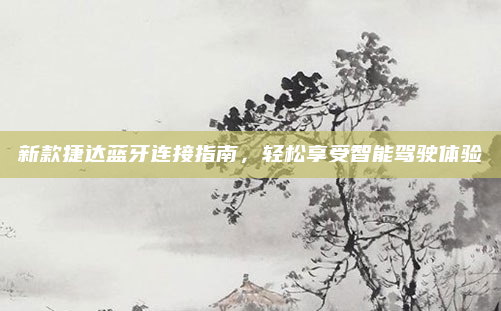 新款捷达蓝牙连接指南,轻松享受智能驾驶体验